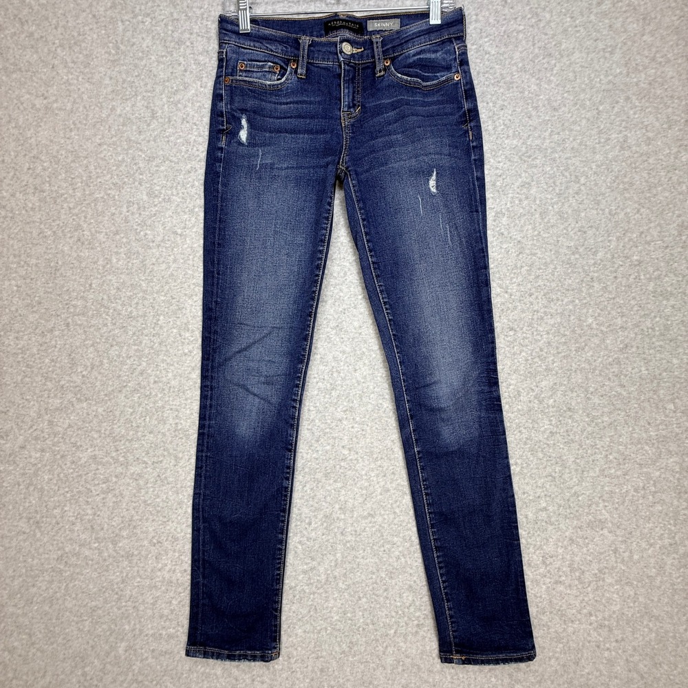Aeropostale Skinny Jeans Womens‎ 2 Blue Distressed Casual Denim Everyday